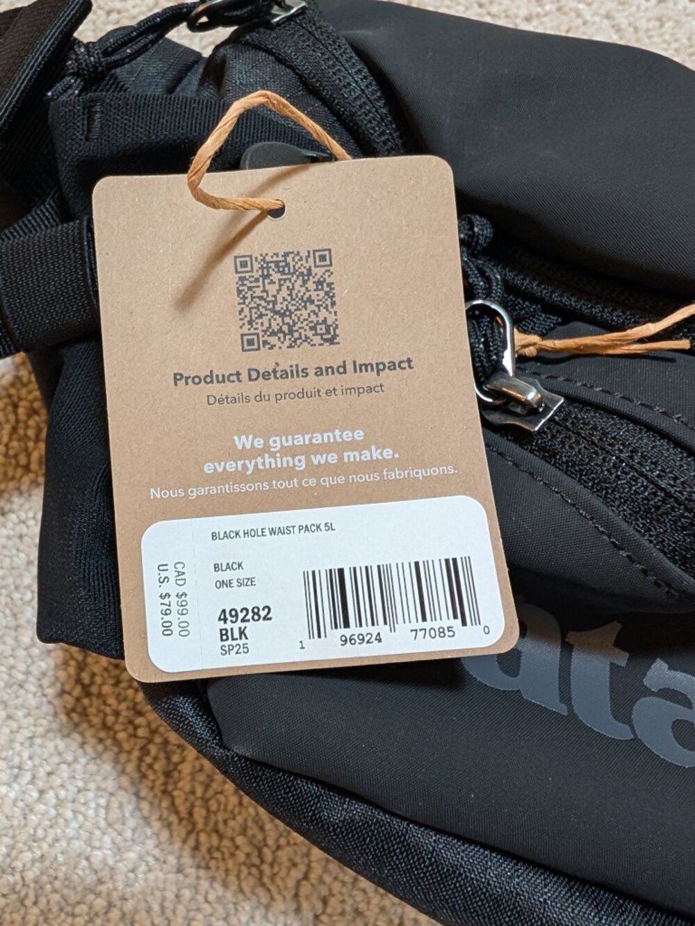 Patagonia Black Hole Waist Pack 5L Fanny Pack Hip Pack Sling 49282 NEW w/Tags - Picture 3 of 9